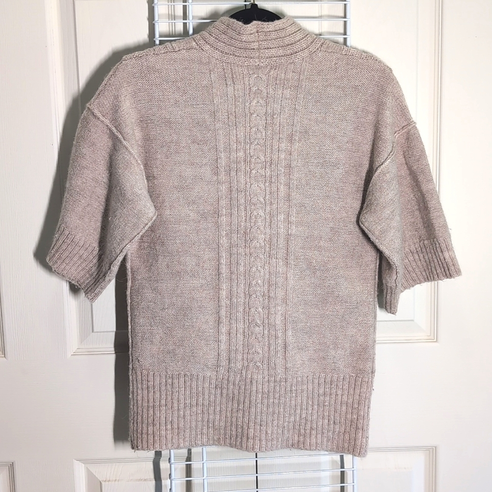 Banana Republic Small Tan Luxurious Wool & Alpaca Blend Faux Wrap Knit Sweater - Picture 6 of 13